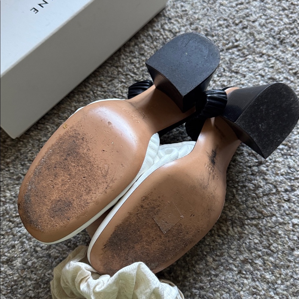 Celine Black and White Iconic Slingbacks - Picture 5 of 7